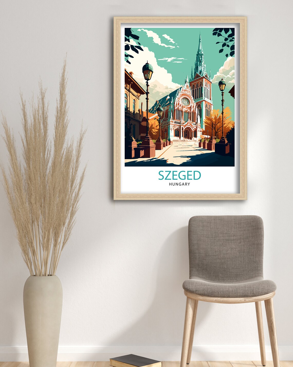 Szeged Hungary Travel Print Szeged Wall Art Szeged Travel Poster Hungary Illustration Szeged Cityscape Hungary Souvenir Szeged Home Decor - Image 3
