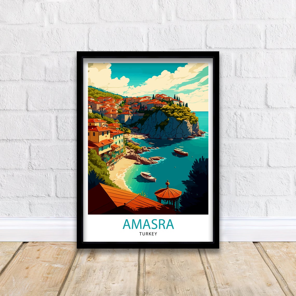 Amasra Turkey Travel Print Amasra Wall Art Amasra Home Living Decor Turkey Illustration Travel Poster Gift For Turkey Lovers Turkey Home - Image 2