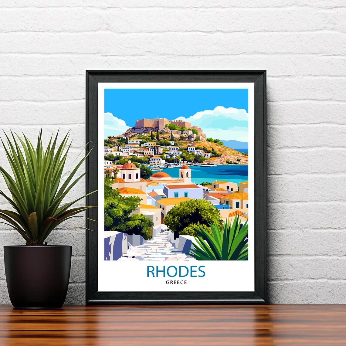 Rhodes Greece Travel Poster, Mediterranean Wall Decor - Image 2