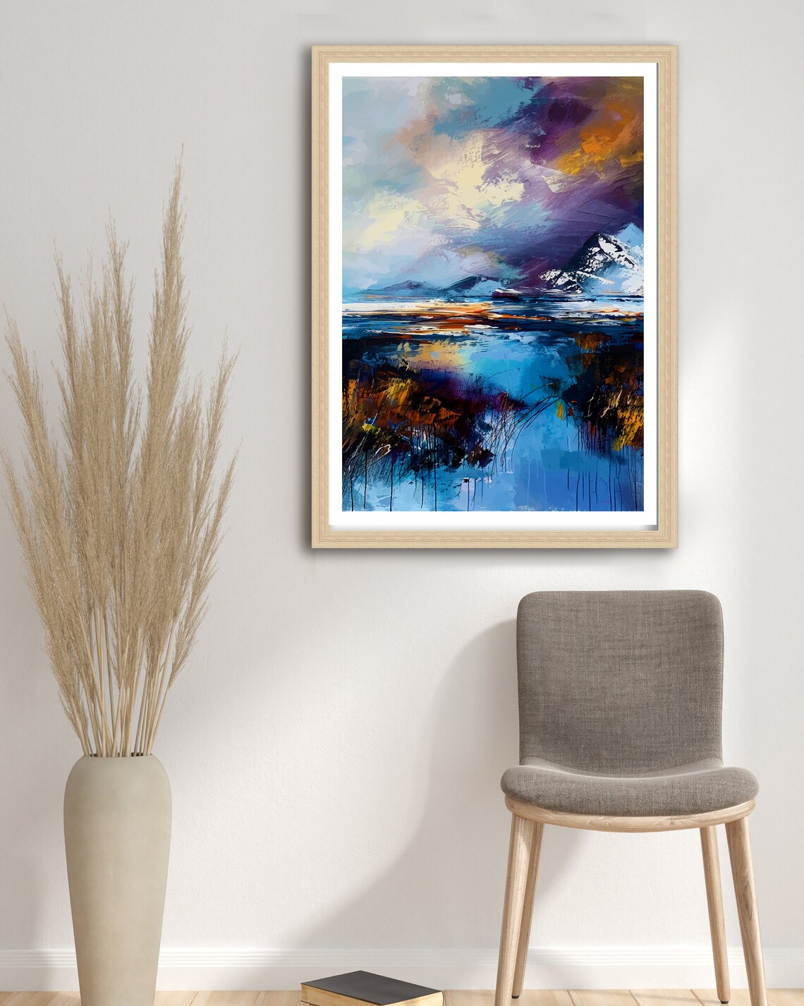 Abstract Stormy Seascape Purple Orange Expressionist Painting Poster - Image 2