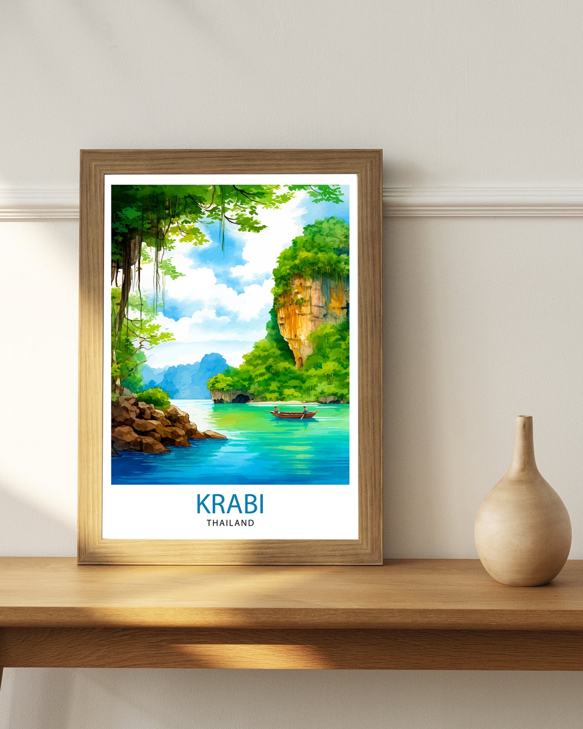 Krabi Thailand Karst Cliffs Lagoon Longtail Boat Jungle Poster - Image 2