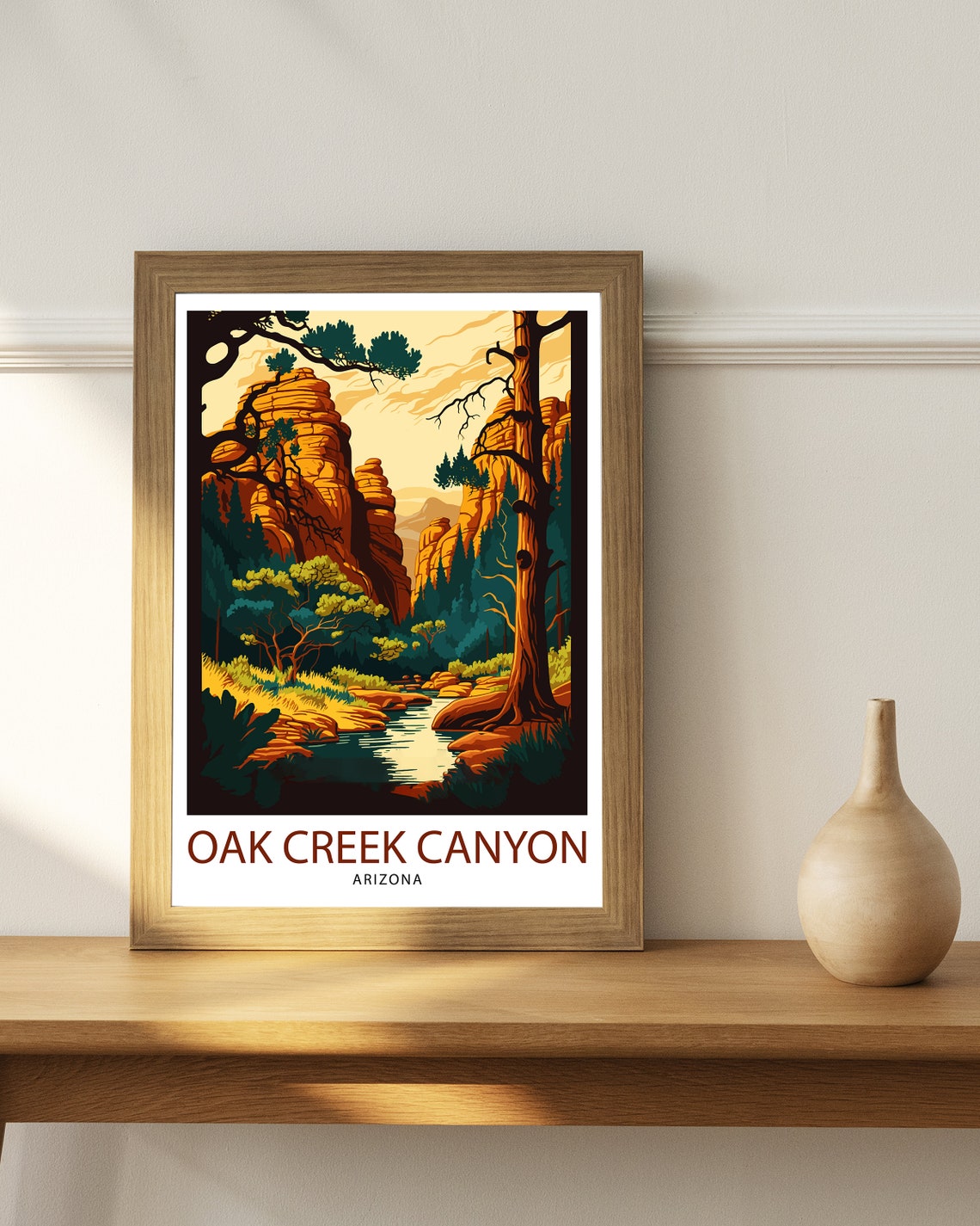 Oak Creek Arizona Travel Print Oak Creek Wall Decor Oak Creek Poster Arizona Travel Prints Oak Creek Art Print Oak Creek Illustration Oak - Image 3