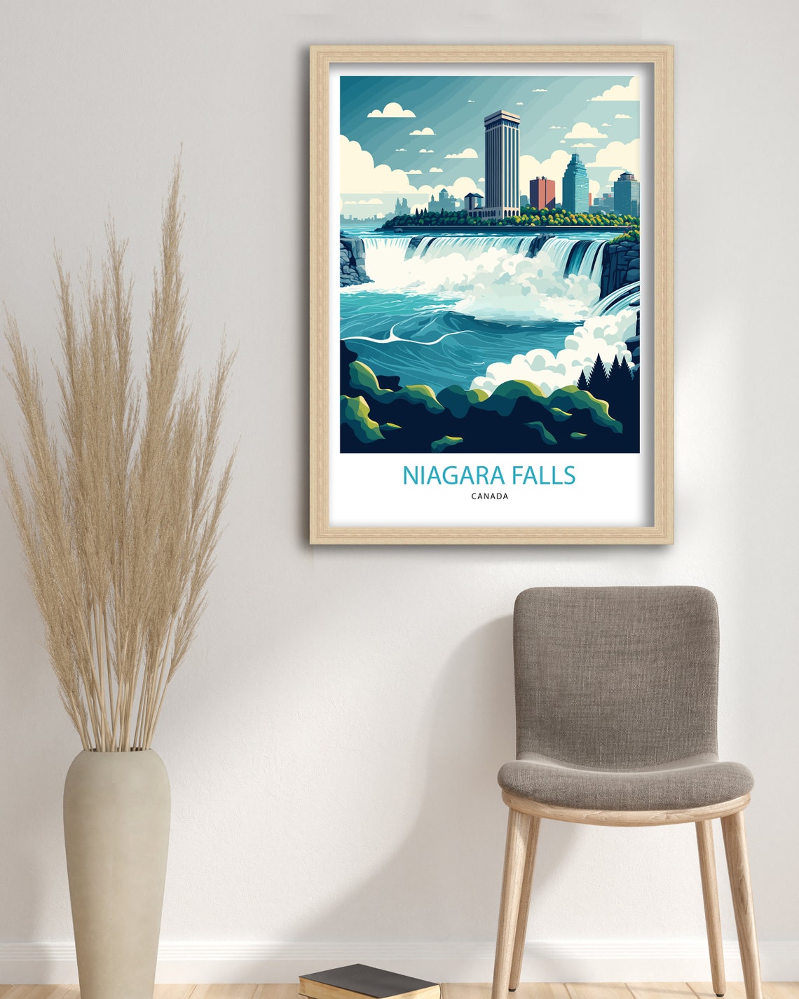 Niagara Falls Canada Vintage Travel Poster Waterfall City Skyline Art - Image 3