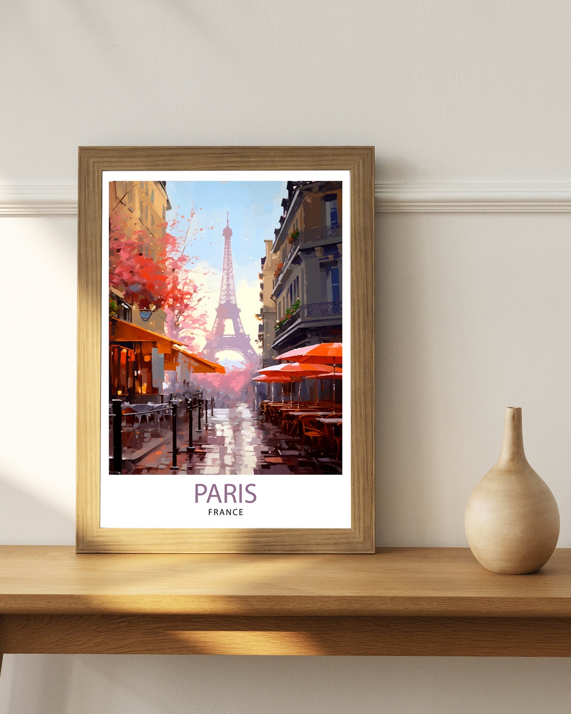 Paris France Travel Print Paris Wall Art Eiffel Tower Art France Travel Poster Paris Home Decor French Illustration Parisian Art Print - Image 2