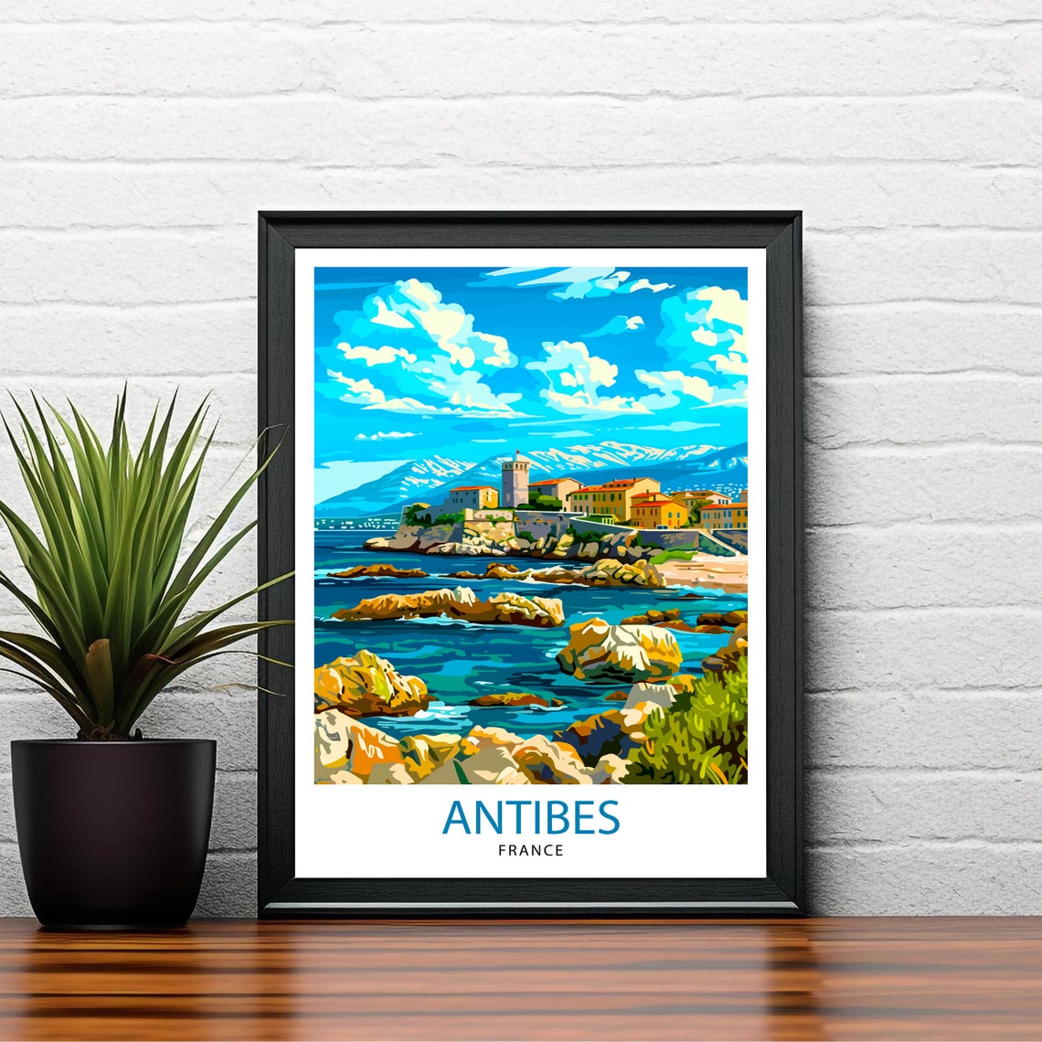 Antibes France Travel Print Antibes Wall Decor Antibes Home Living Decor Antibes France Illustration Travel Poster Gift For Antibes - Image 2