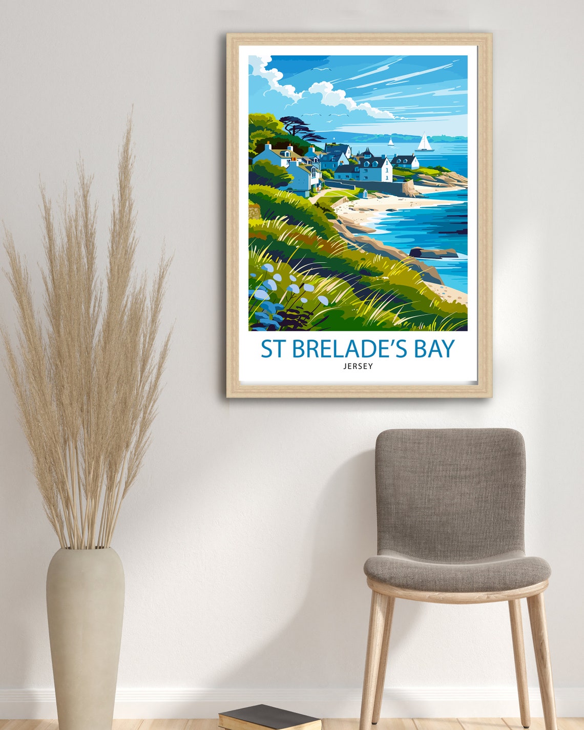 St Brelades Bay Jersey Coastal Fishing Village With Sailboats Poster - Image 2