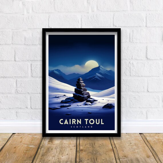 Cairn Toul Scotland Moonlit Snow Cairn Night Mountain Scene Poster