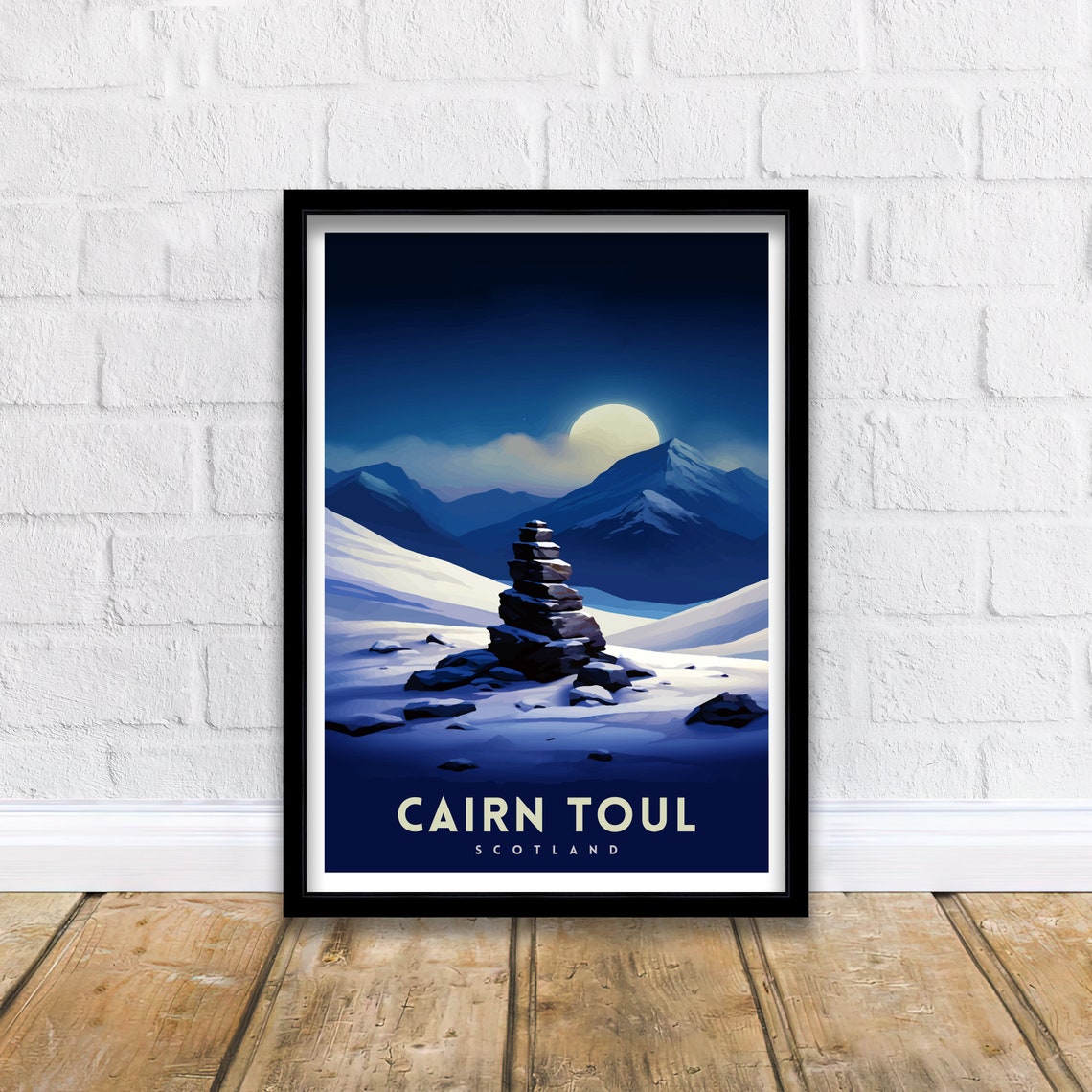 Cairn Toul Scotland Moonlit Snow Cairn Night Mountain Scene Poster