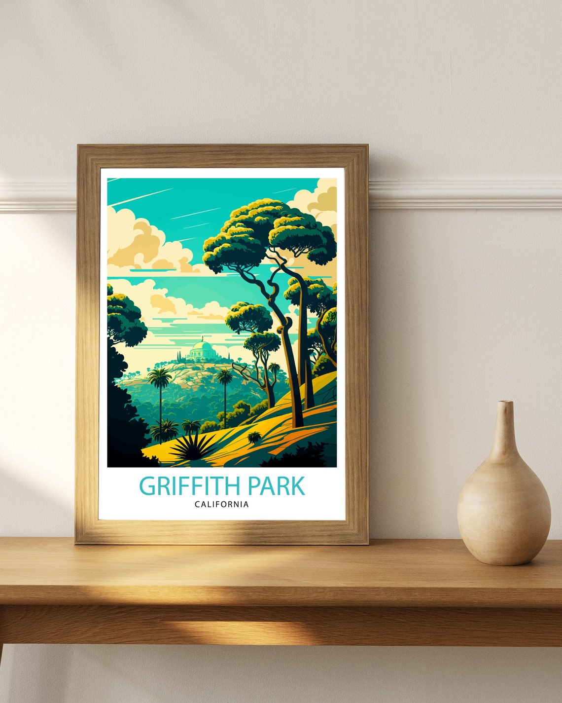 Griffith Park California Observatory Hill Vintage Travel Poster - Image 2