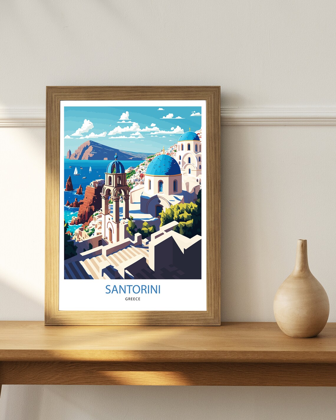 Santorini Greece Travel Poster, European Art Print - Image 3