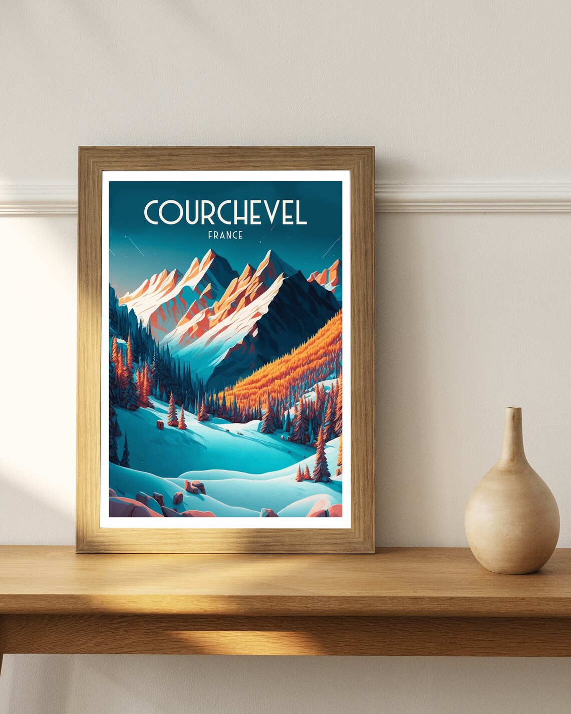 Courchevel Travel Poster, French Alps Skiing - Image 2