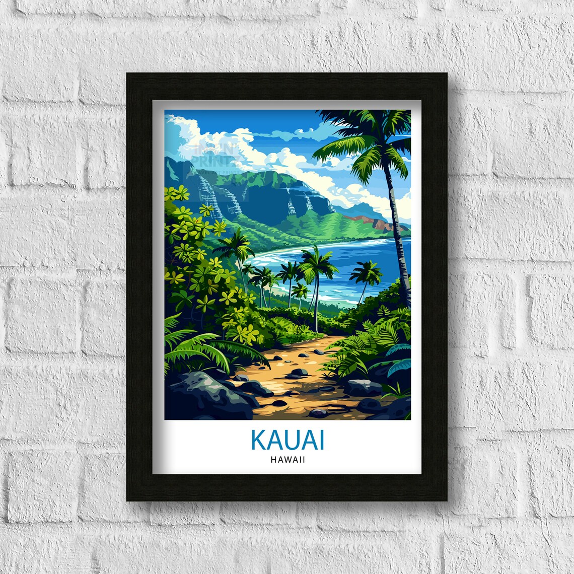 Kauai Hawaii Vintage Travel Poster, Na Pali Coast - Image 3