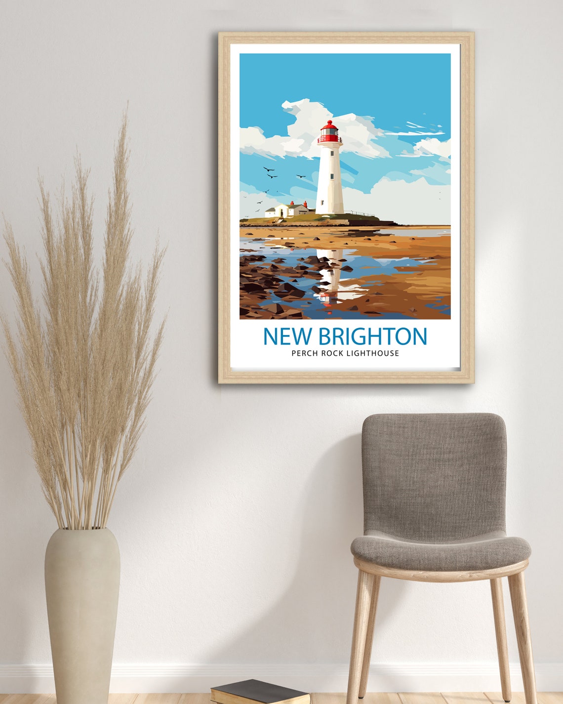 Perch Rock Lighthouse New Brighton Nautical Coastal Seascape Poster - Image 3