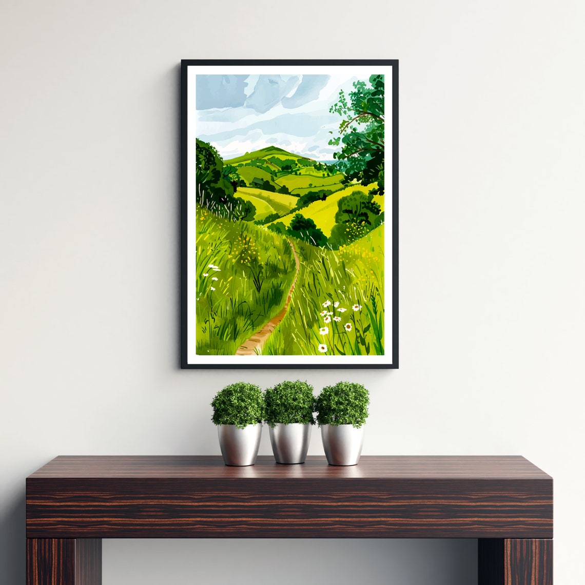 Malvern Hills England Rolling Meadow Footpath Landscape Poster - Image 2