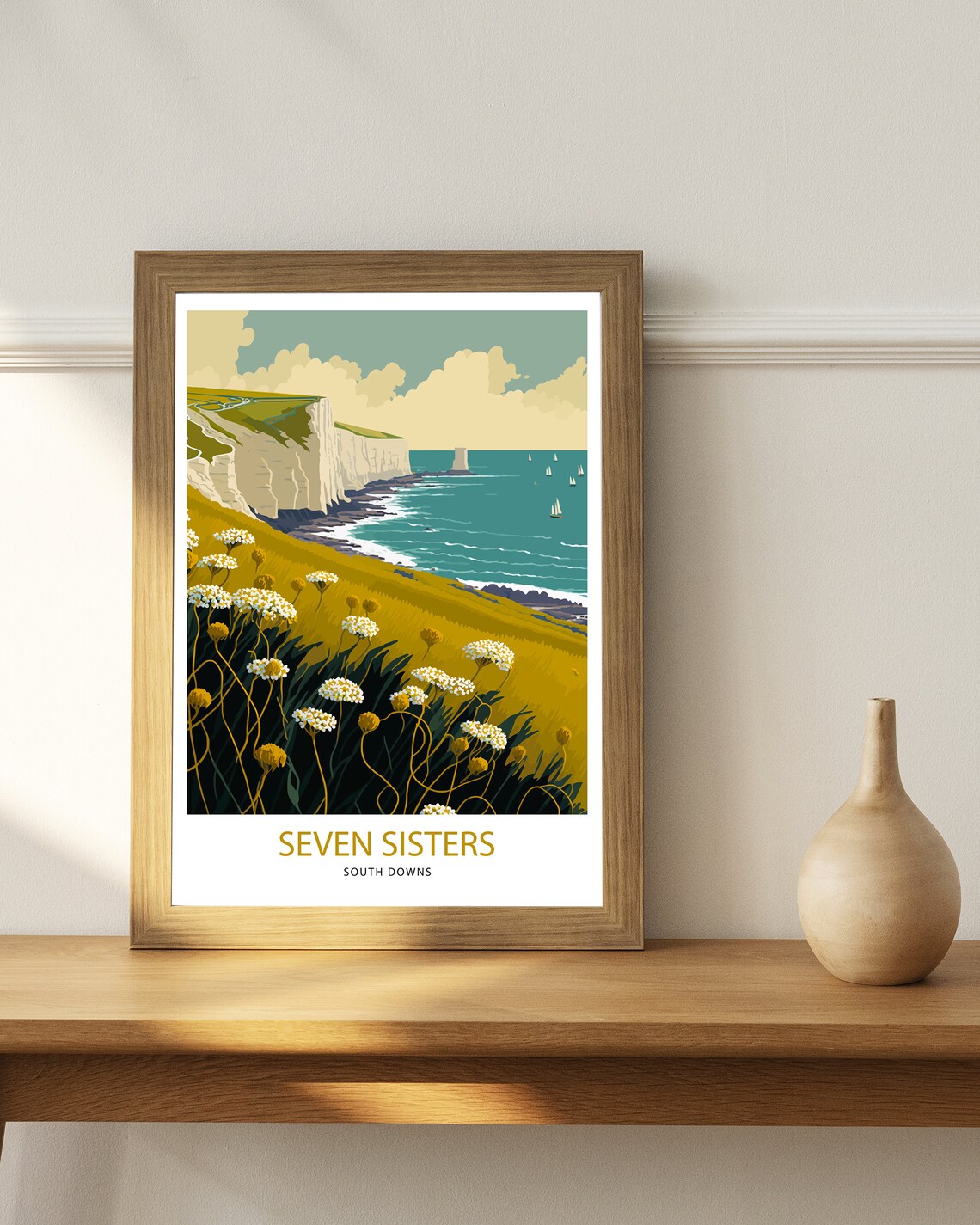 Seven Sisters South Downs White Cliffs Wildflowers Travel Poster - Image 2