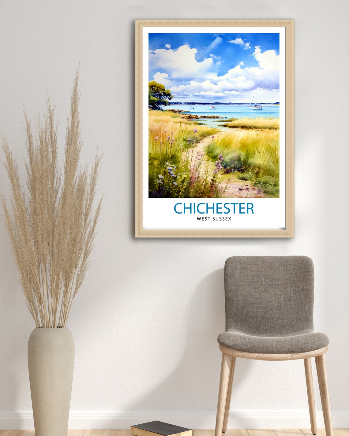 Chichester Harbour West Sussex Watercolor Coastline Art Poster - Image 3