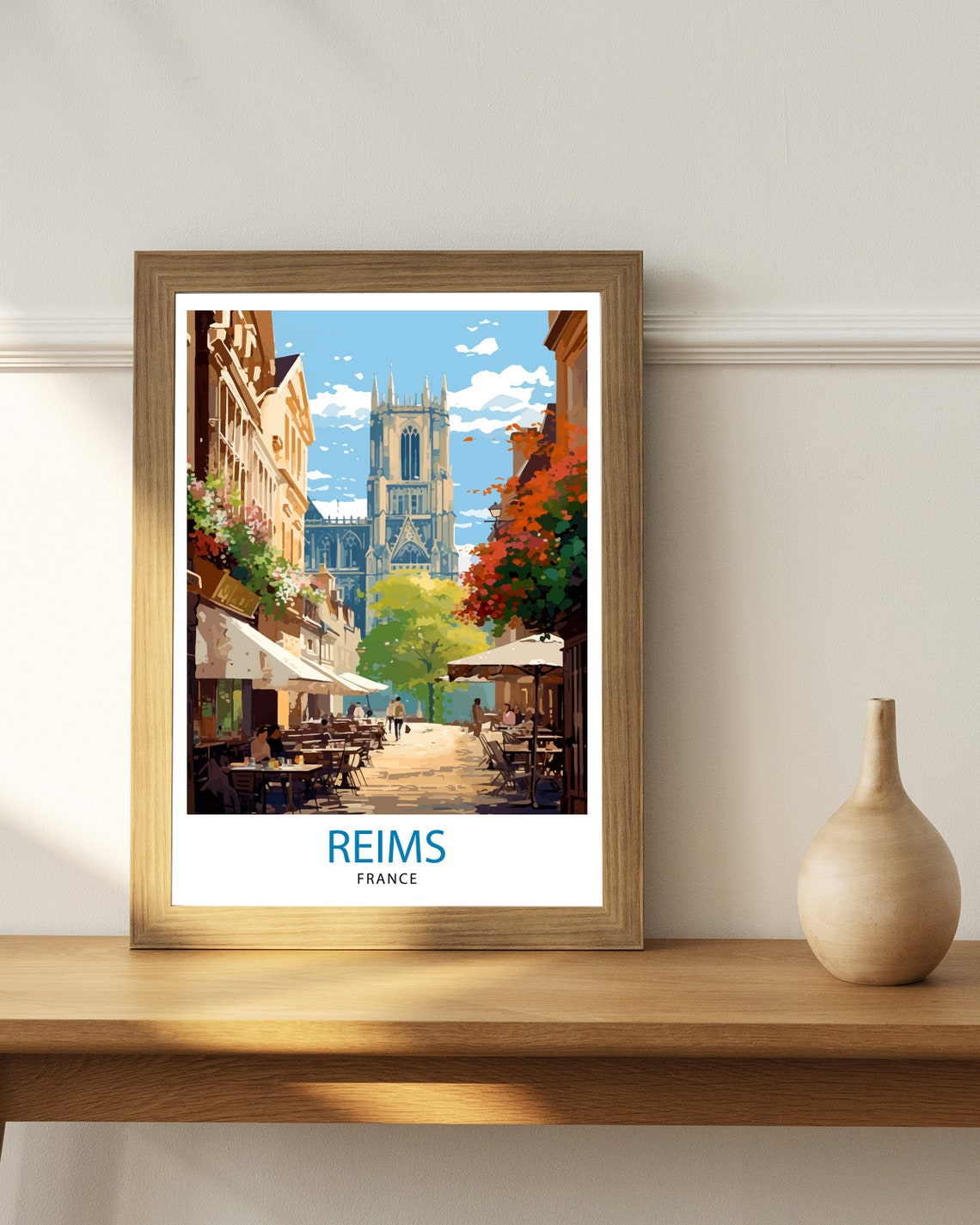 Reims France Travel Print Reims Wall Decor Reims Home Living Decor Reims France Illustration Travel Poster Gift For Reims France Home Decor - Image 2
