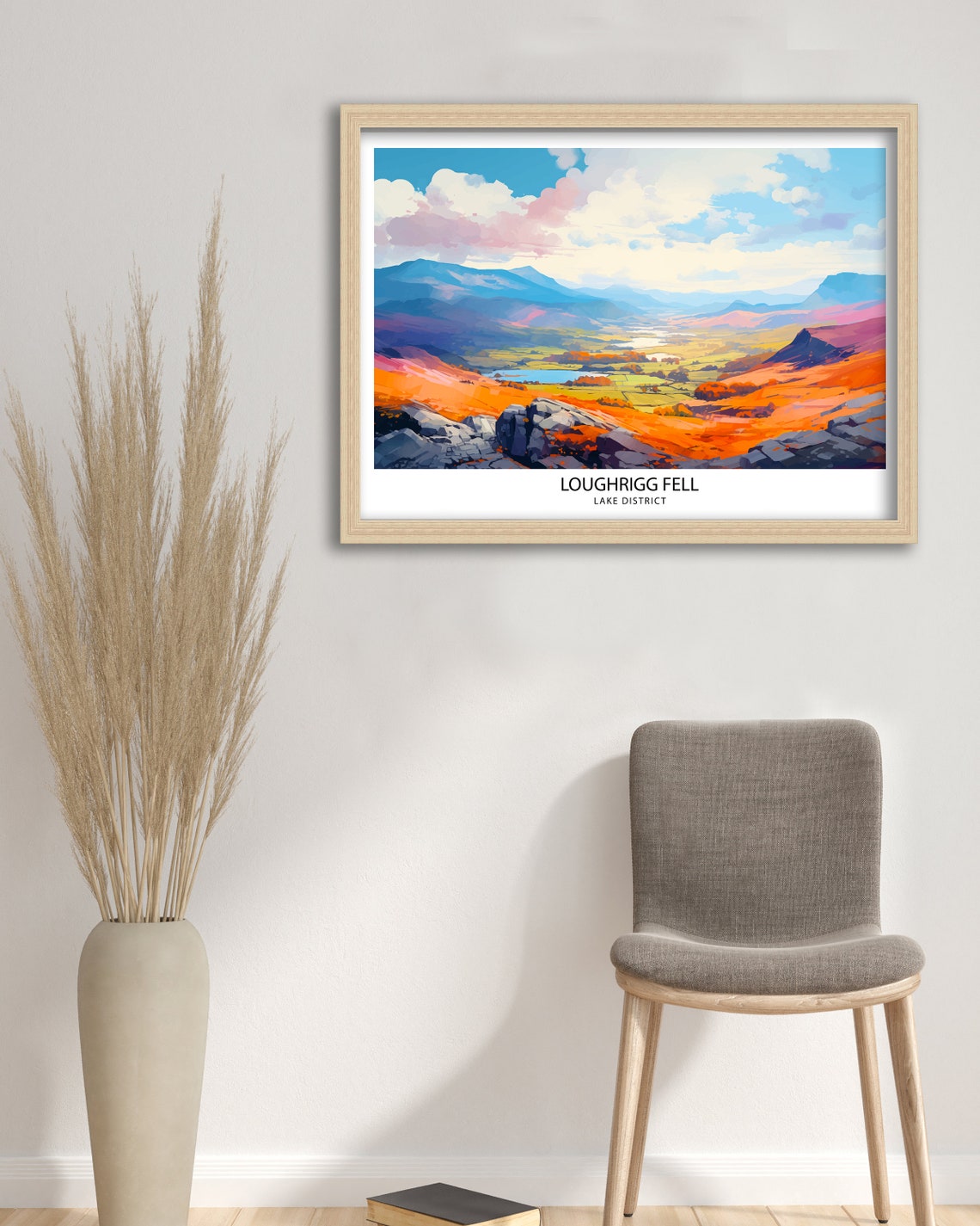 Loughrigg Fell Lake District Autumn Illustrated Travel Poster - Image 2