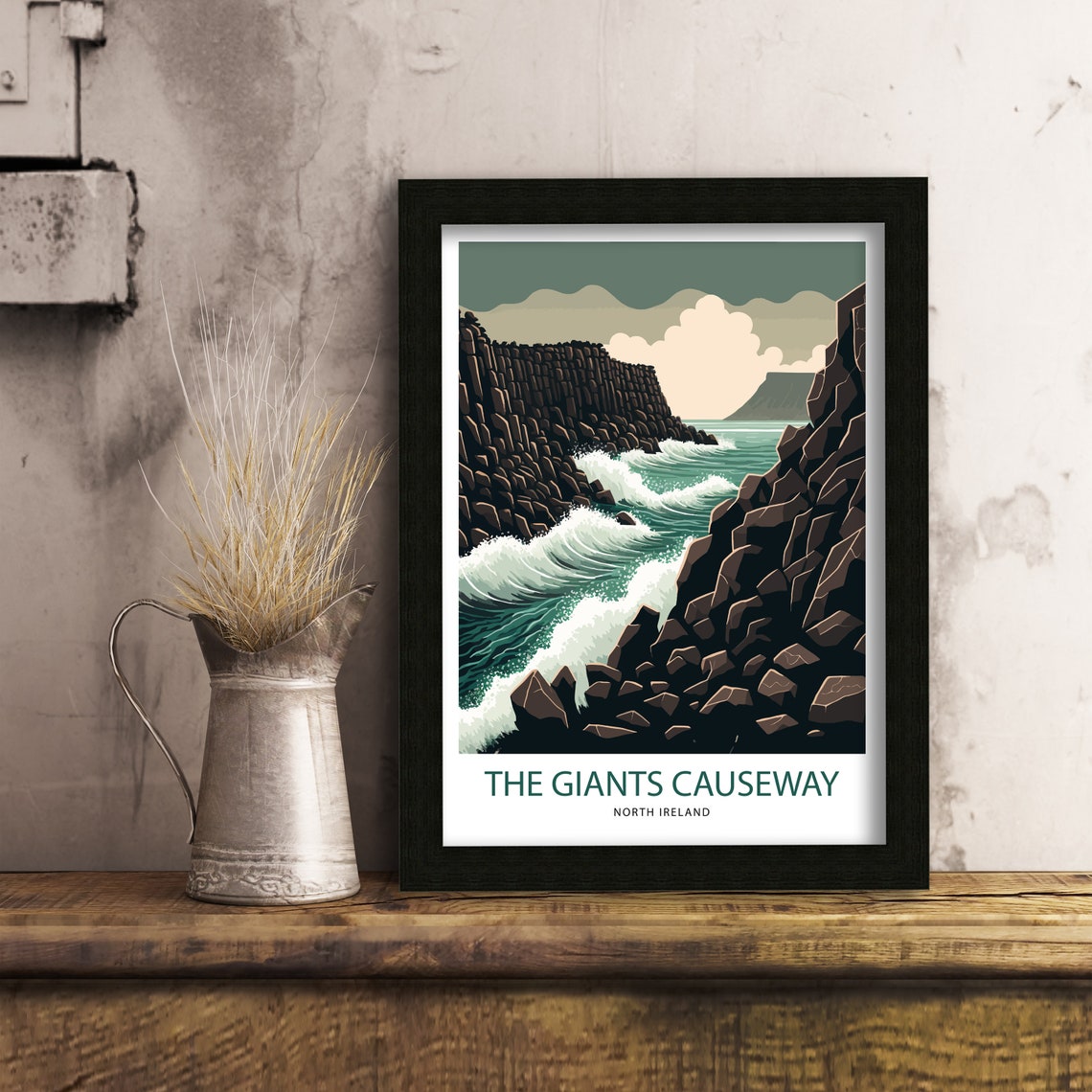 Giants Causeway North Ireland Basalt Sea Cliffs Retro Travel Poster - Image 3