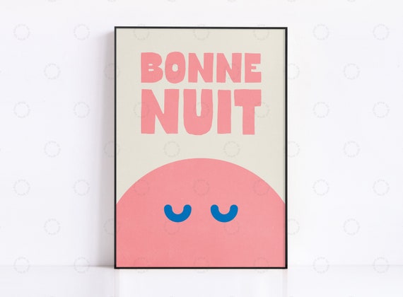 Bonne Nuit Goodnight Typography Nursery Art Print