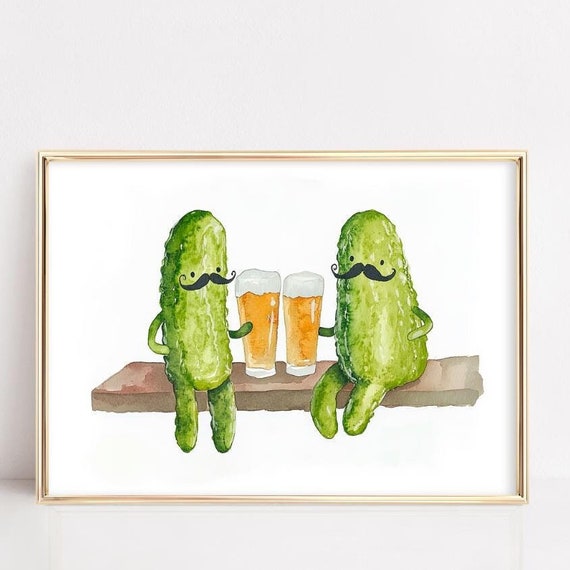 Whimsical Pickles With Mustaches, Fun Kitchen Decor