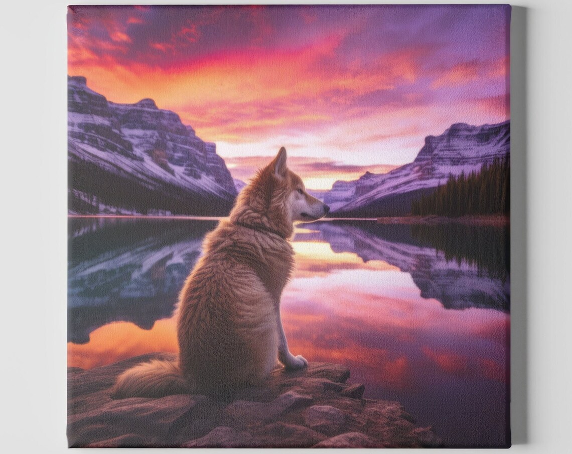 Wolf Print, Forest Mountain Sunset Nature Art Print - Image 4