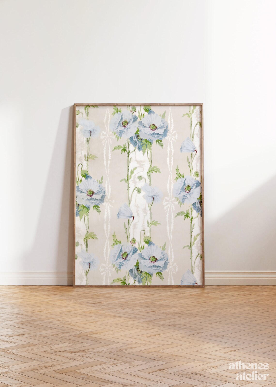 Blue Flowers Coastal Wall Art Print for Grandma Cowgirl