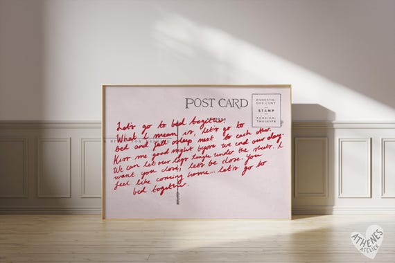 Lets Go To Bed Love Letter, Lovecore Art Print