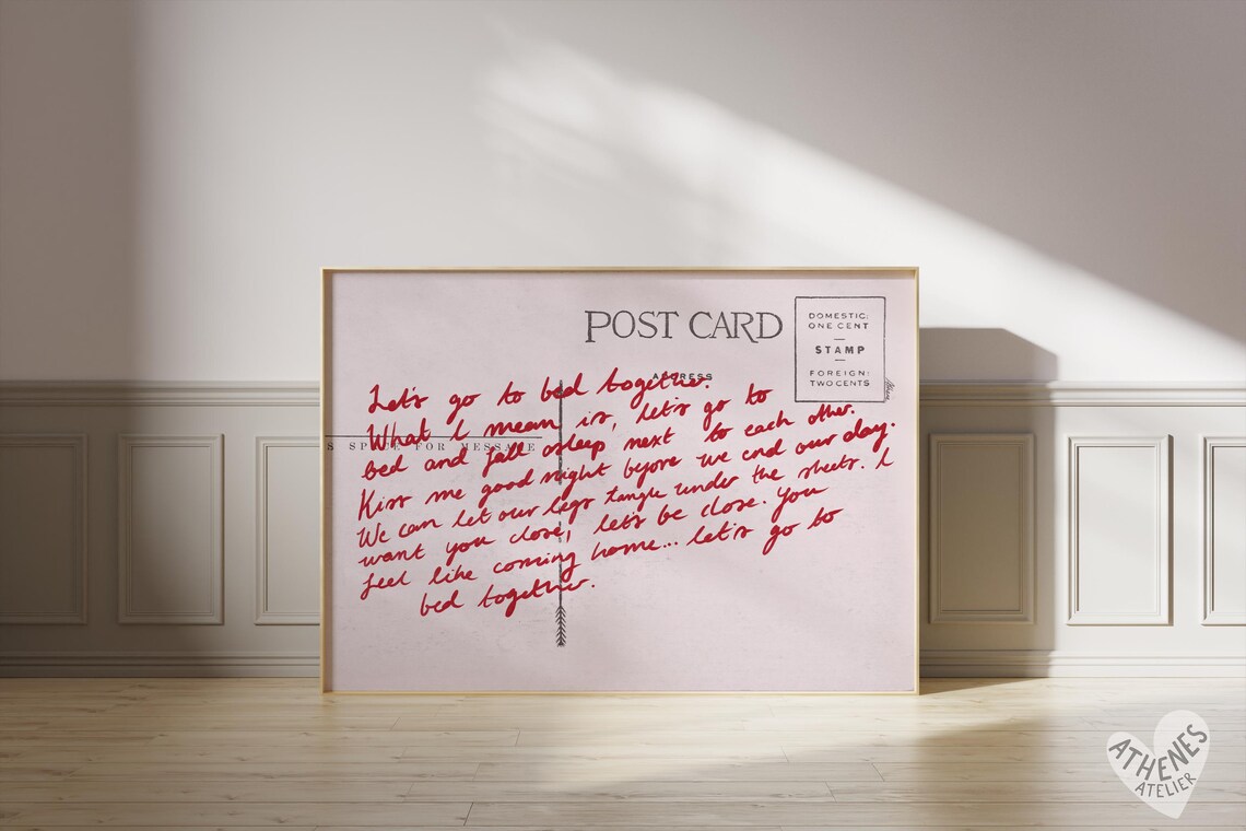 Lets Go To Bed Love Letter, Lovecore Art Print