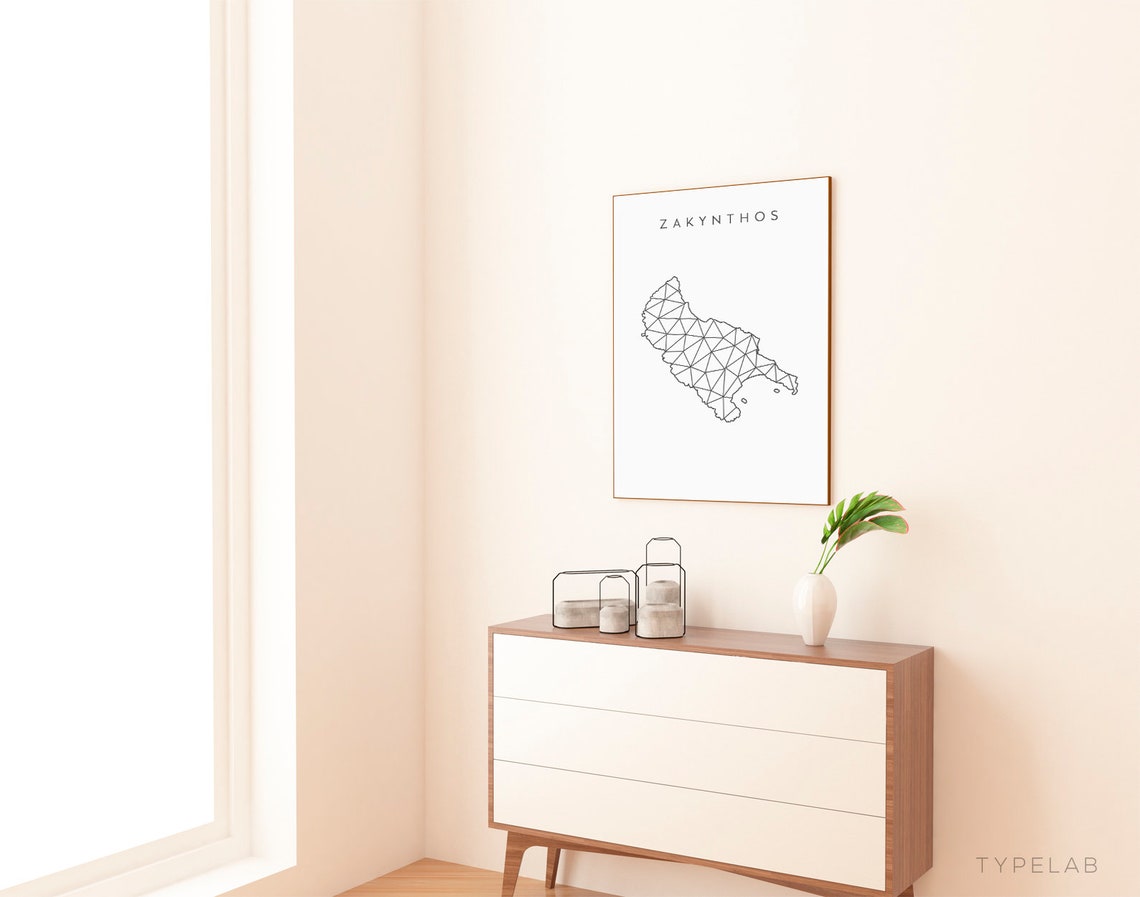 Zakynthos Print Zante Greece Map Travel Poster Minimalist Geometric Wall Art - Image 3