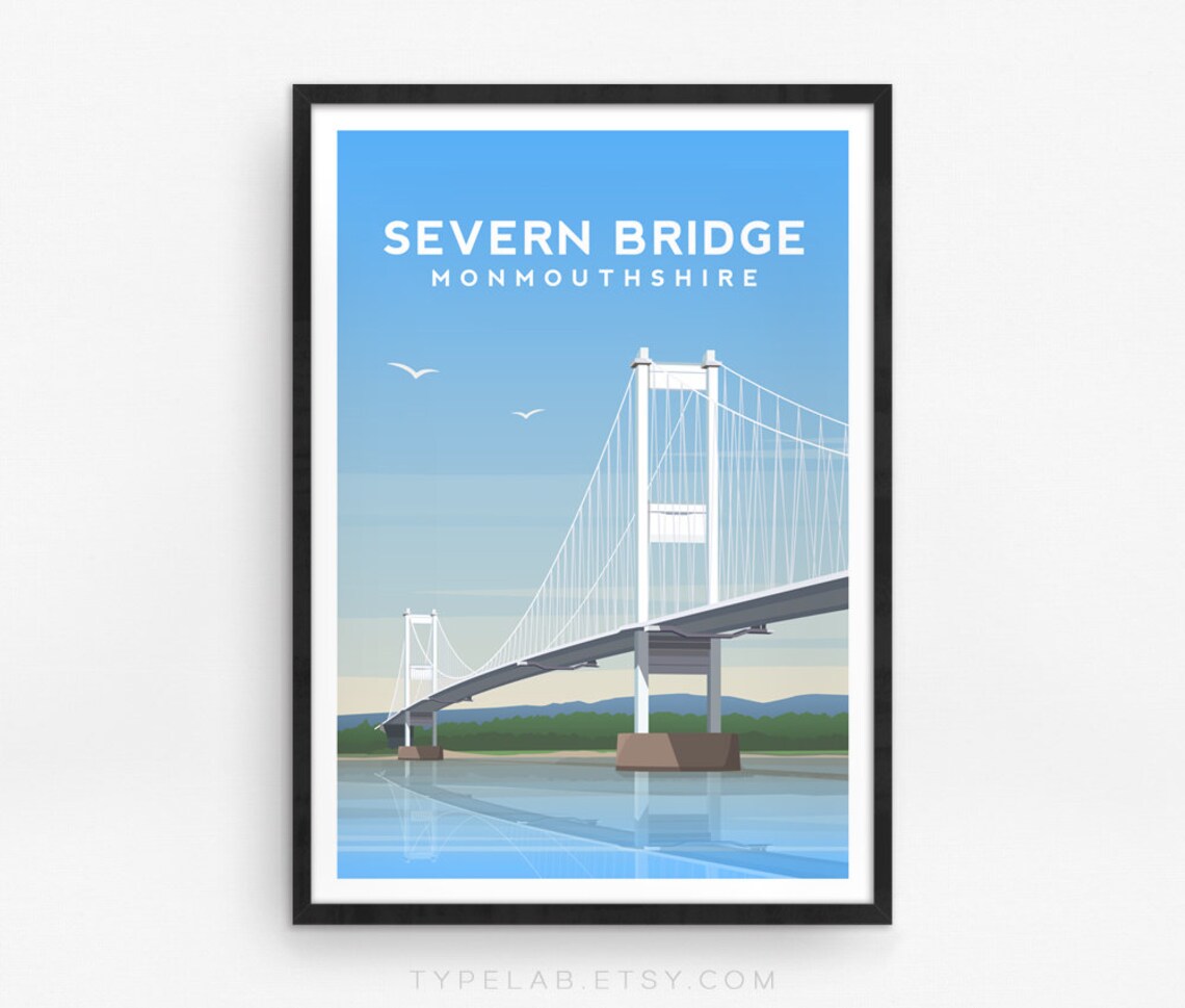 Severn Bridge Travel Poster, Monmouthshire Wales - Image 2