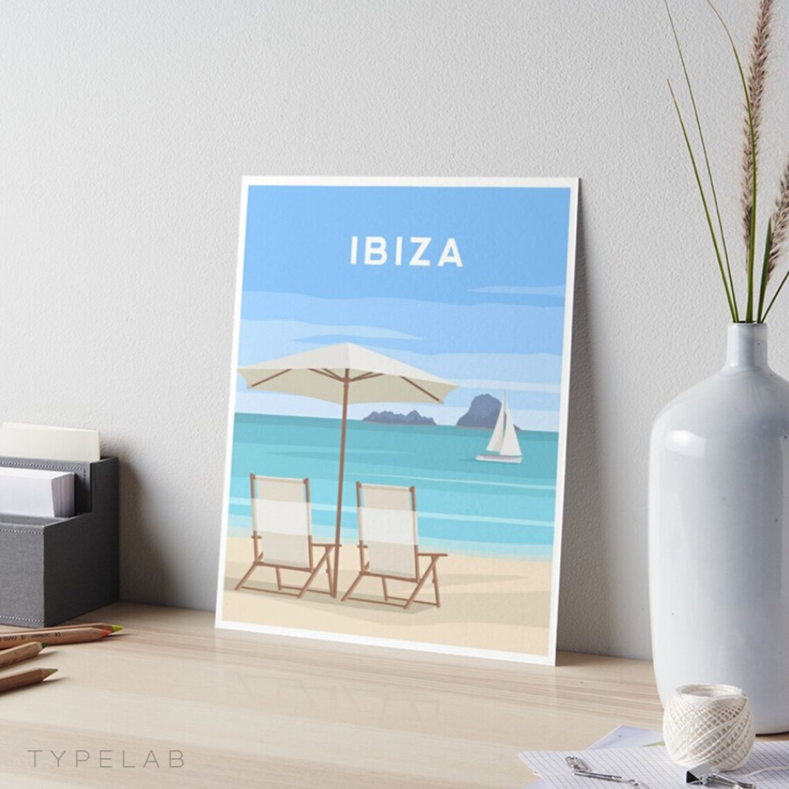 Ibiza Travel Poster, Balearic Islands Wall Decor