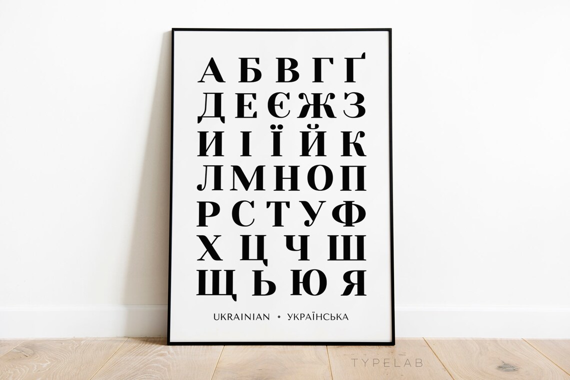 Ukrainian Alphabet Cyrillic Language Chart Art Print