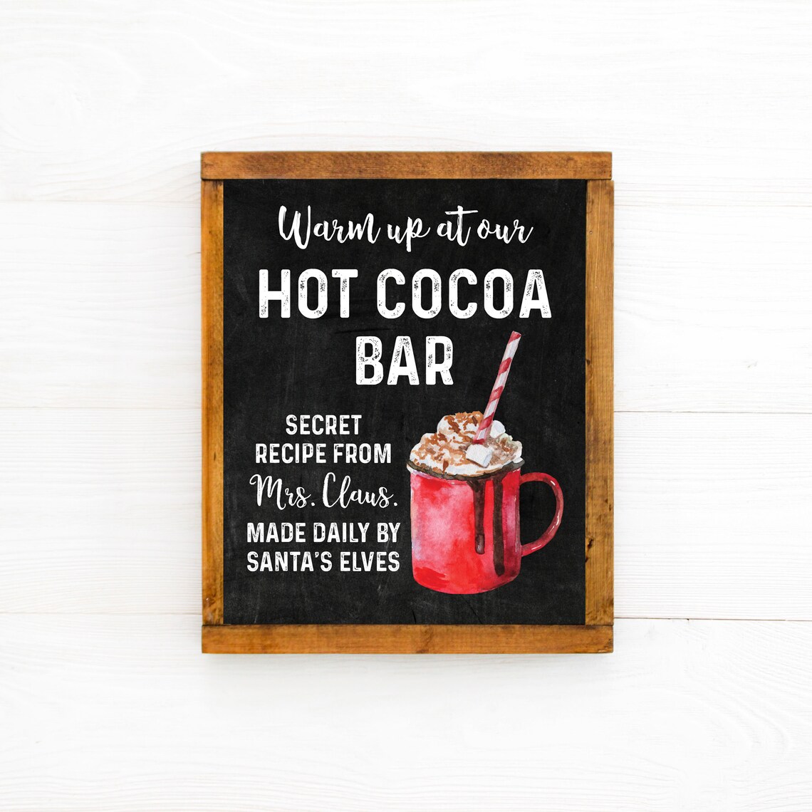 Hot Cocoa Sign Holiday Decor Christmas Art Print