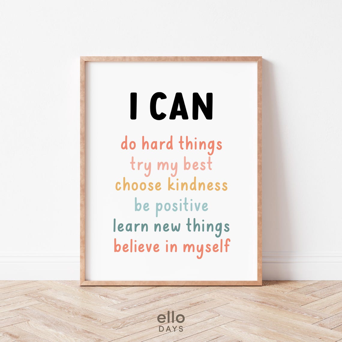 I Can Do Hard Things Pastel Rainbow Affirmations Quote Poster
