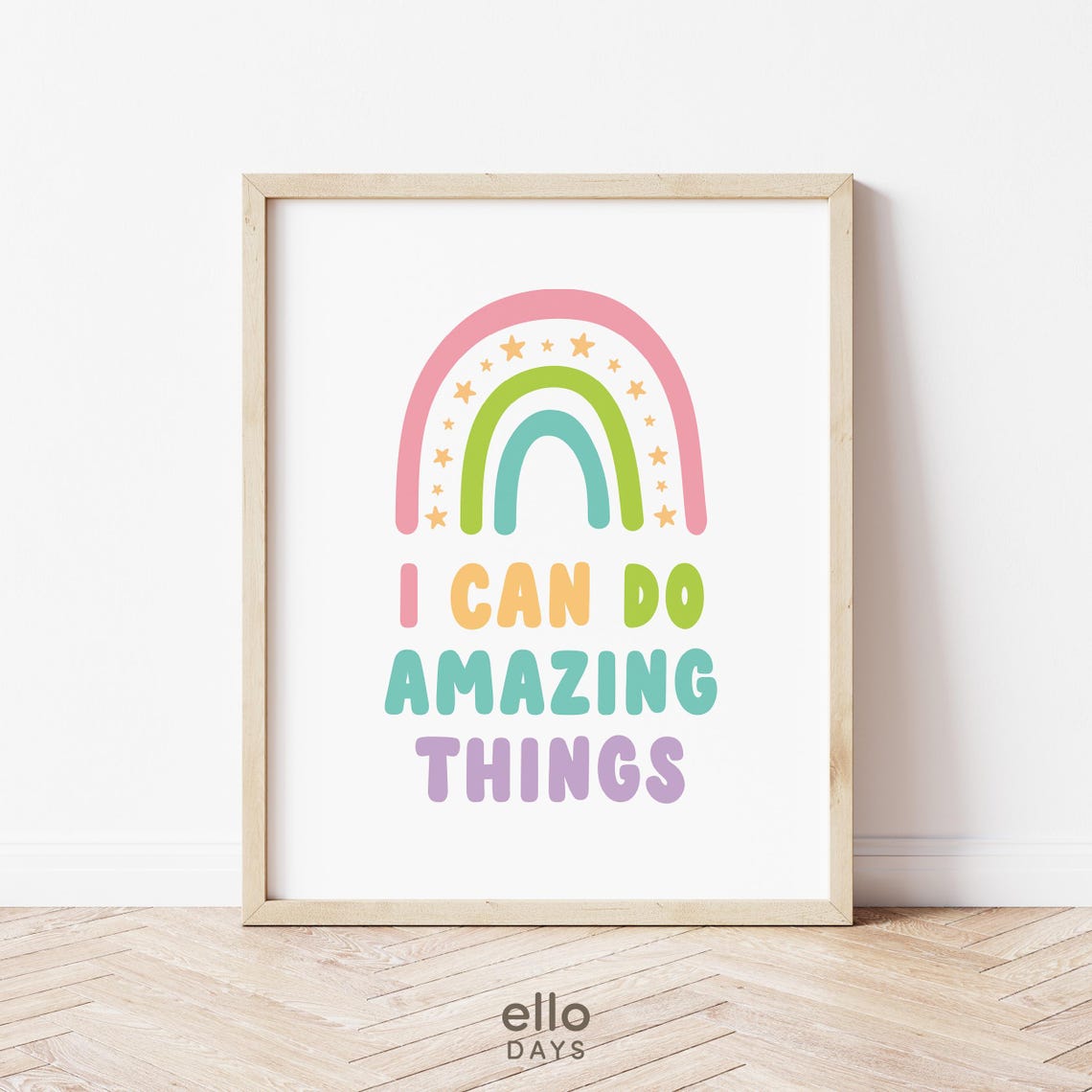 I Can Do Amazing Things Rainbow Kids Affirmation Quote Poster