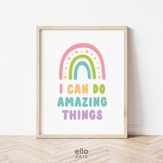 I Can Do Amazing Things Rainbow Kids Affirmation Quote Poster