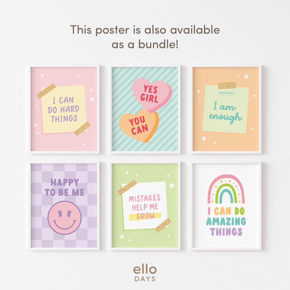 I Can Do Amazing Things Rainbow Kids Affirmation Quote Poster - Image 2