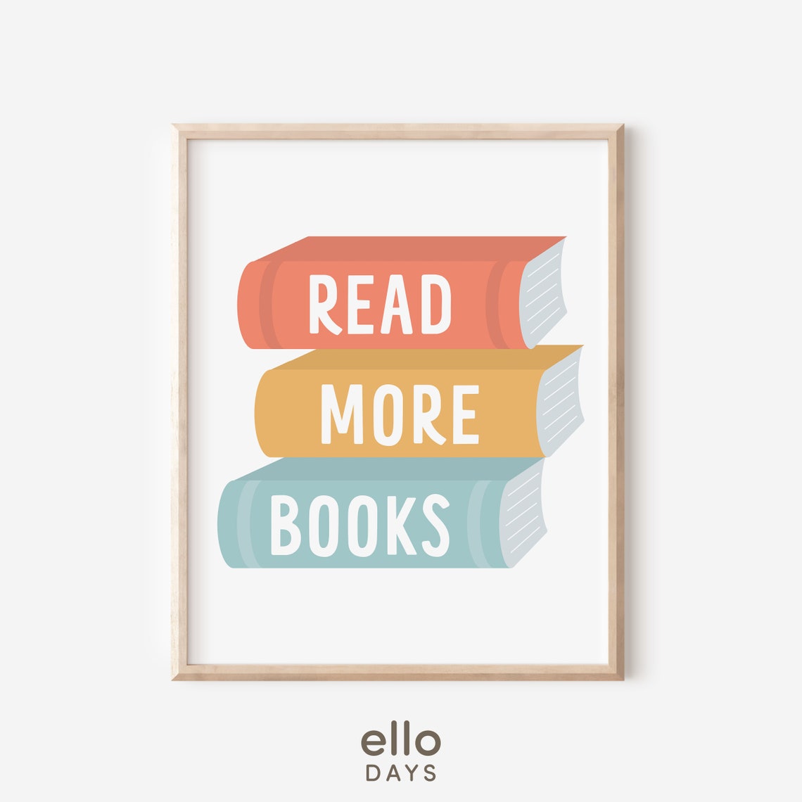 Read More Books On Coral Stack Of Books Reading Nook Kids Poster - Image 4