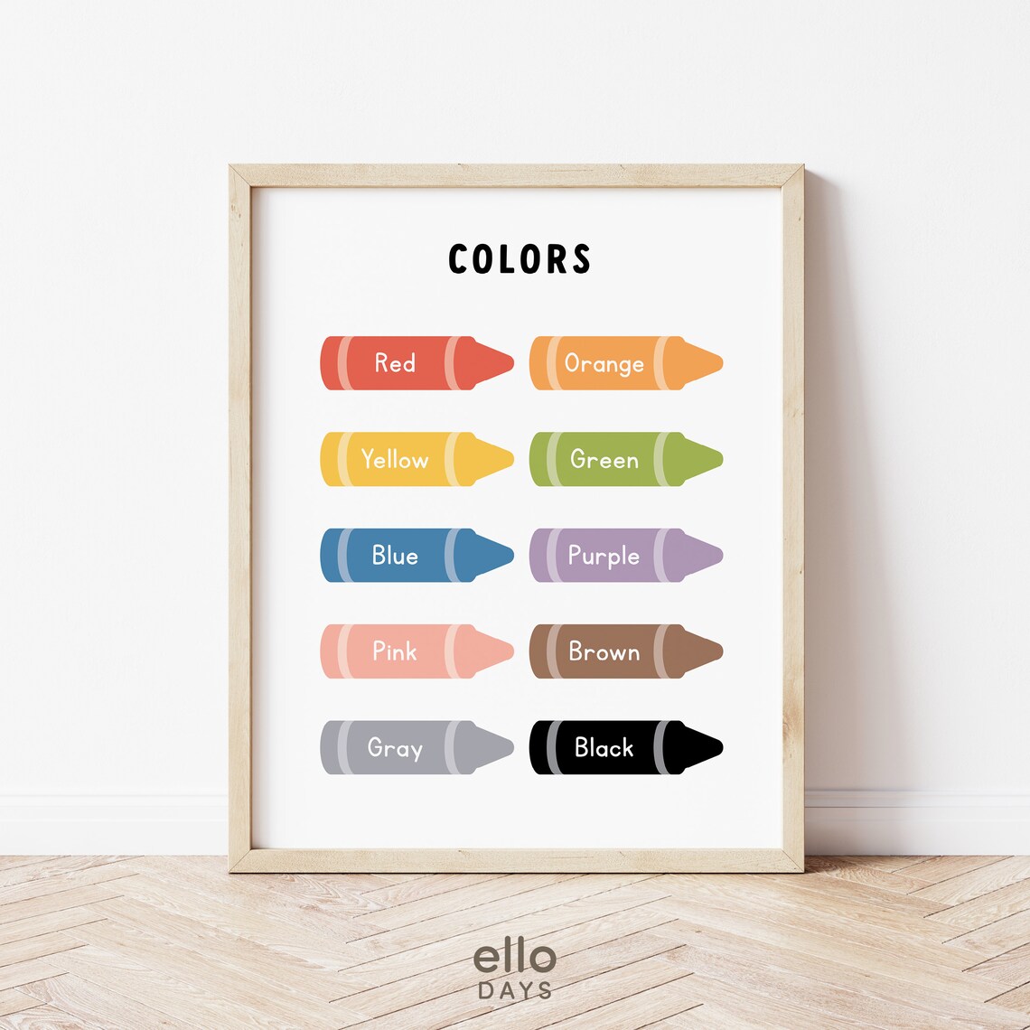 Colors Educational Poster, Toddler Learning Art Print
