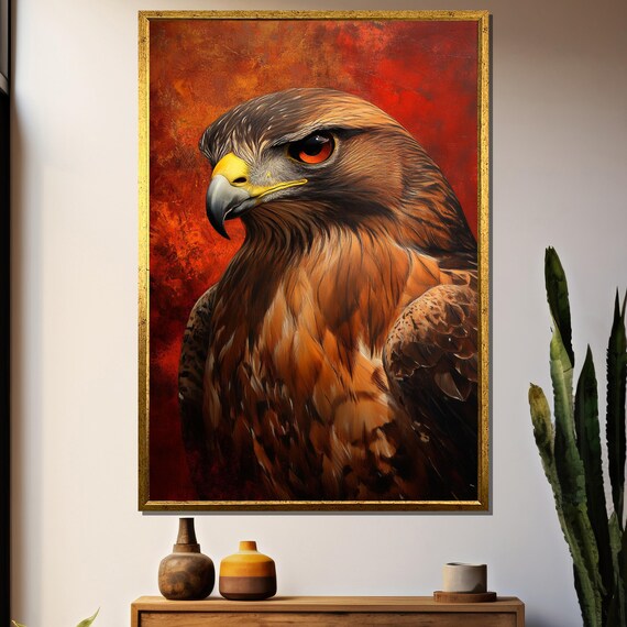 Majestic Hawk Portrait, Bold Wildlife Decor