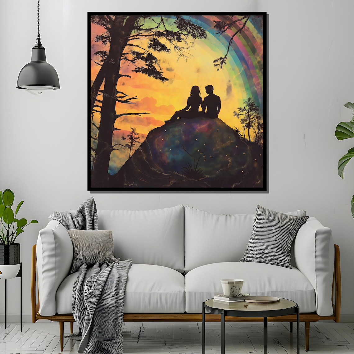 Silhouette Couple Sunset Wall Art Print, Romantic - Image 2