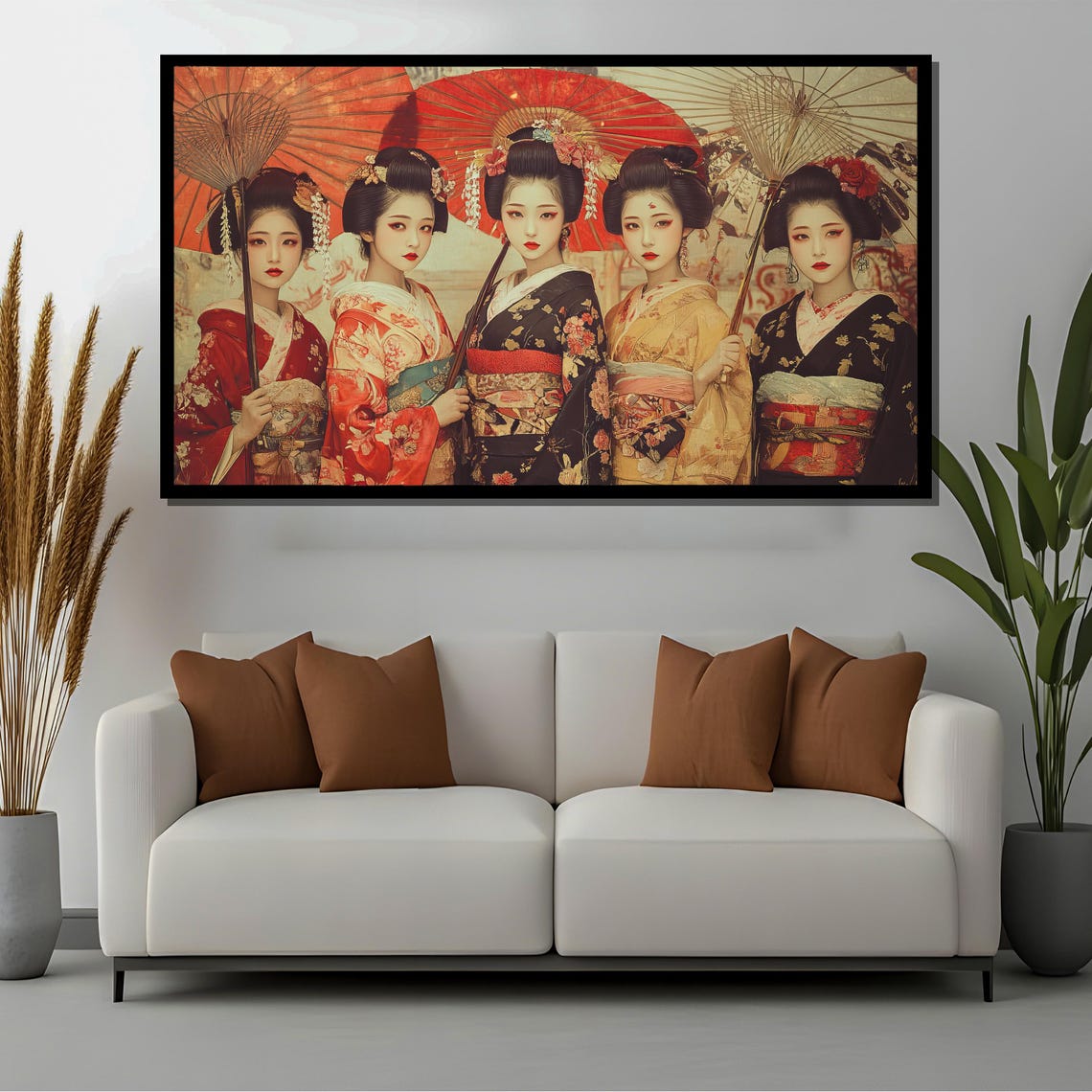 Elegant Geisha Women, Vintage Style Portrait - Image 2