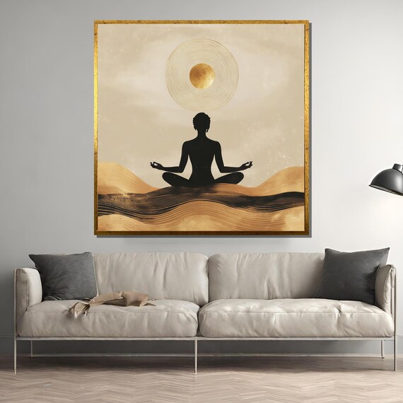 Golden Meditation, Zen Minimalist Yoga Poster
