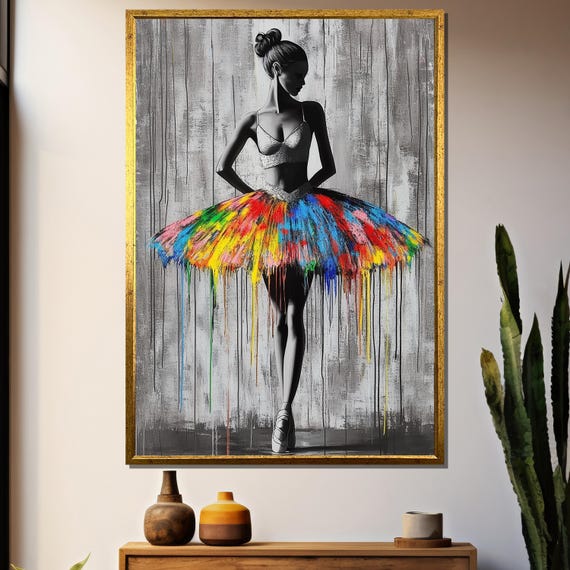 Colorful Ballerina Art Print, Modern Abstract Ballet