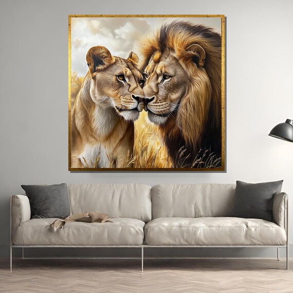 Majestic Lion And Lioness Love Art Print