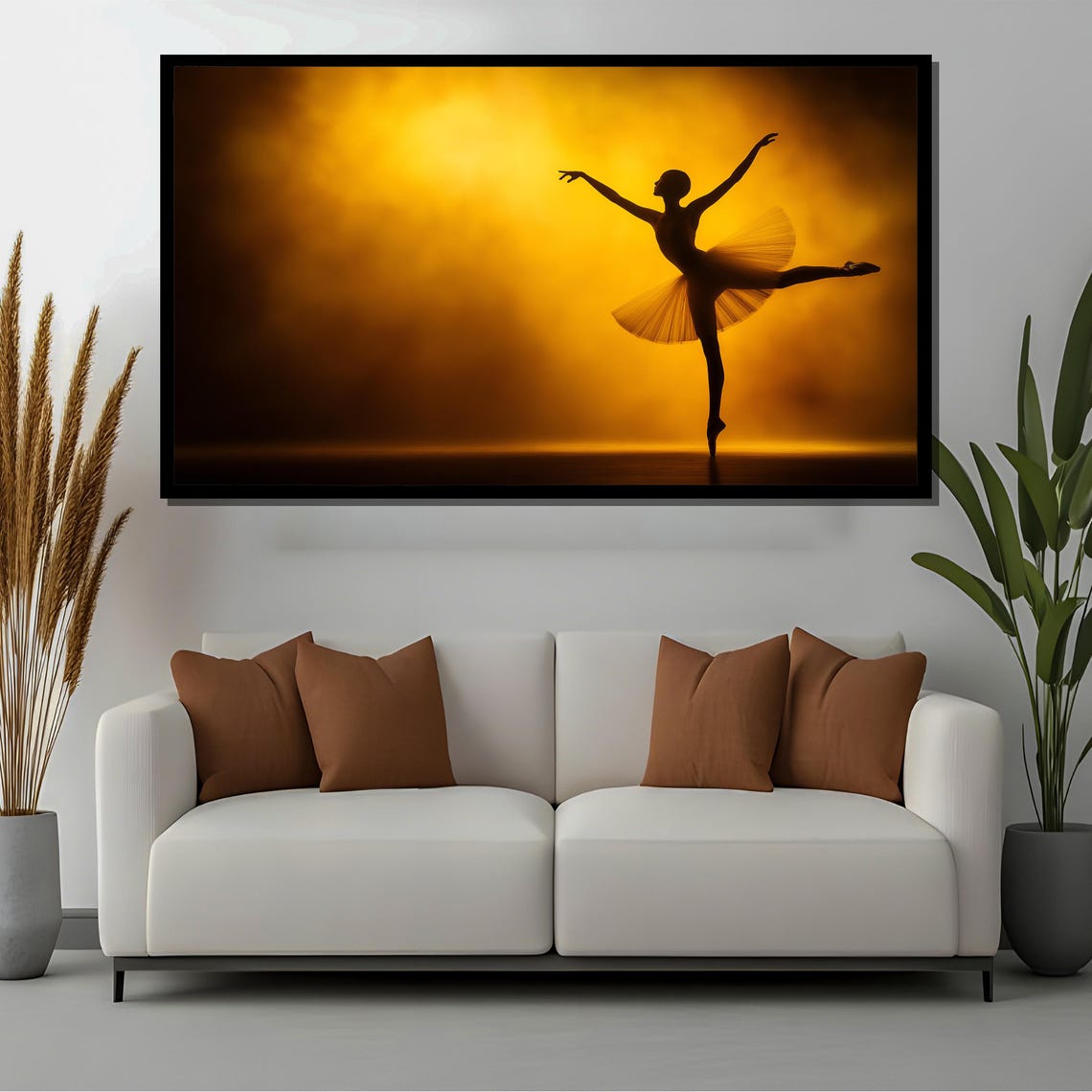 Golden Ballerina Silhouette, Minimalist Ballet Dance - Image 2