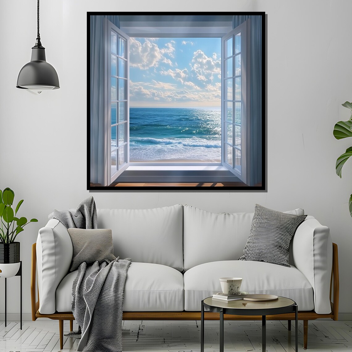 Ocean View From Open Window, Coastal Art Print - Image 2