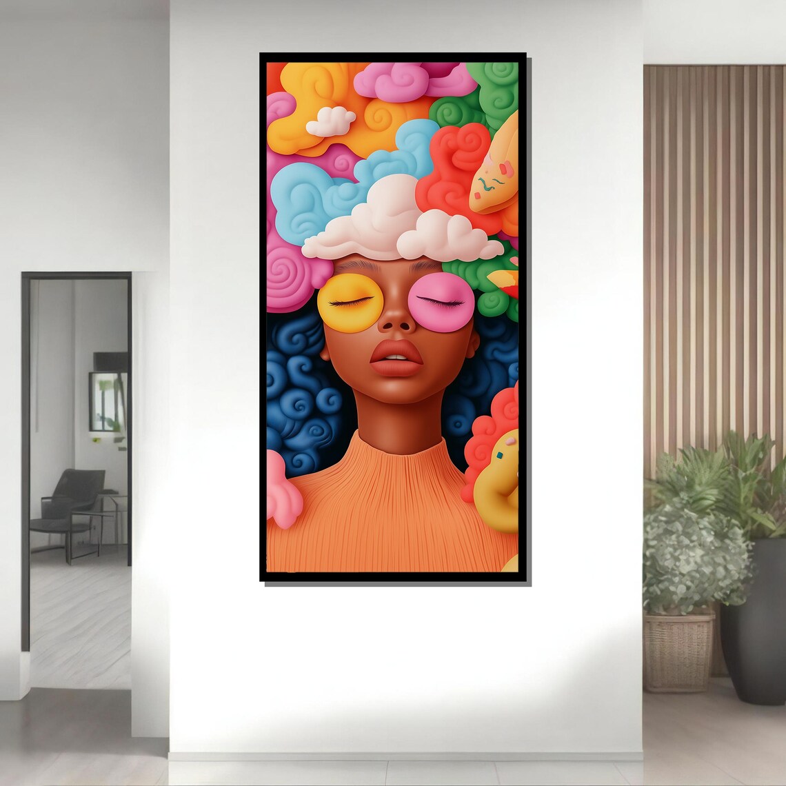 Dreamy Colorful Woman Portrait, Maximalist Surreal Art - Image 2