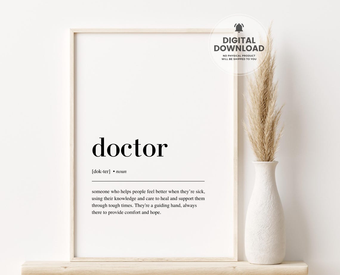 Doctor Definition Dictionary Style Medical Gift Typography Poster